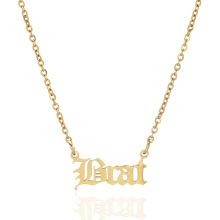 stainless steel gold old english necklace BRAT alphabet name letters pendant initial necklace letter